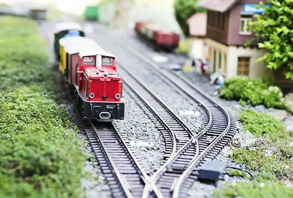 model train on tracks at TrainTastic