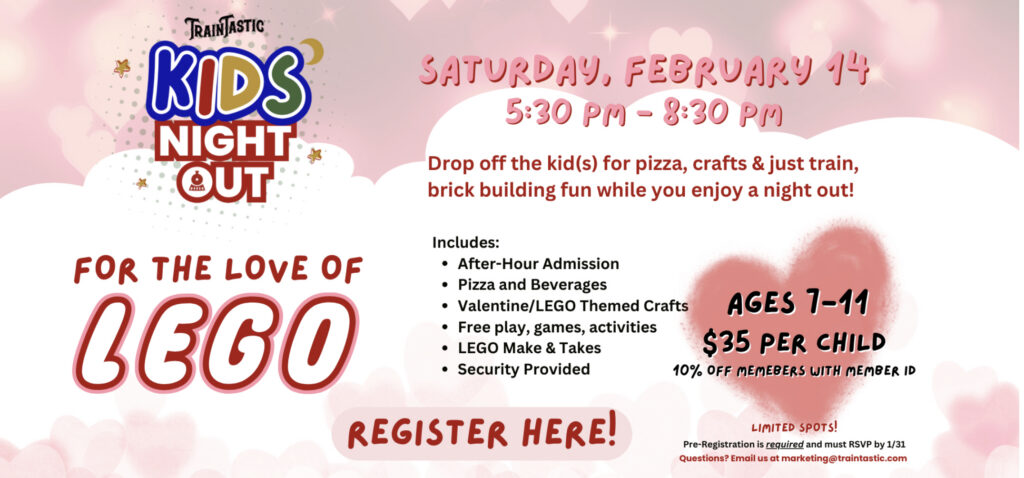 Gulfport Events - Kids Night Out- For the Love of LEGO at TrainTastic Train Museum Gulfport Mississippi