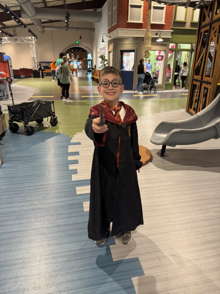 Child wearing costume at Traintastic Halloween Event
